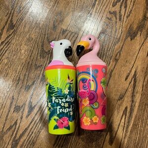 Flamingo And Cockatoo Tropical Plastic Tumbler Cups